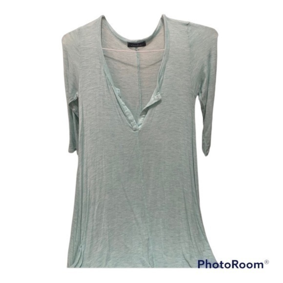 🔴Caralase Three-quarter length mint green see-through tunic functional buttons - Picture 1 of 3